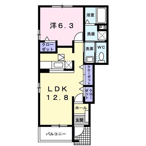 熊本市北区飛田のアパートの間取り