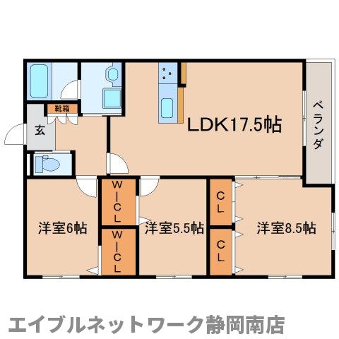 静岡市駿河区豊田のマンションの間取り