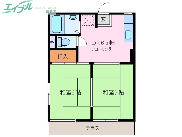 三重郡川越町大字豊田のアパートの間取り