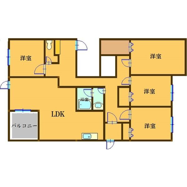 札幌市豊平区月寒西五条のマンションの間取り