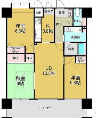 Ｊｃｉｔｙ今西通りの間取り