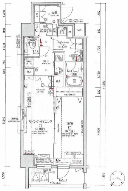 横浜市中区長者町のマンションの間取り