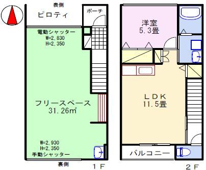 ガレージハウス太子ベースの間取り