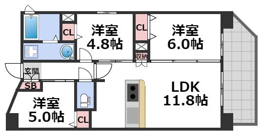 リッツ難波パークサイドの間取り