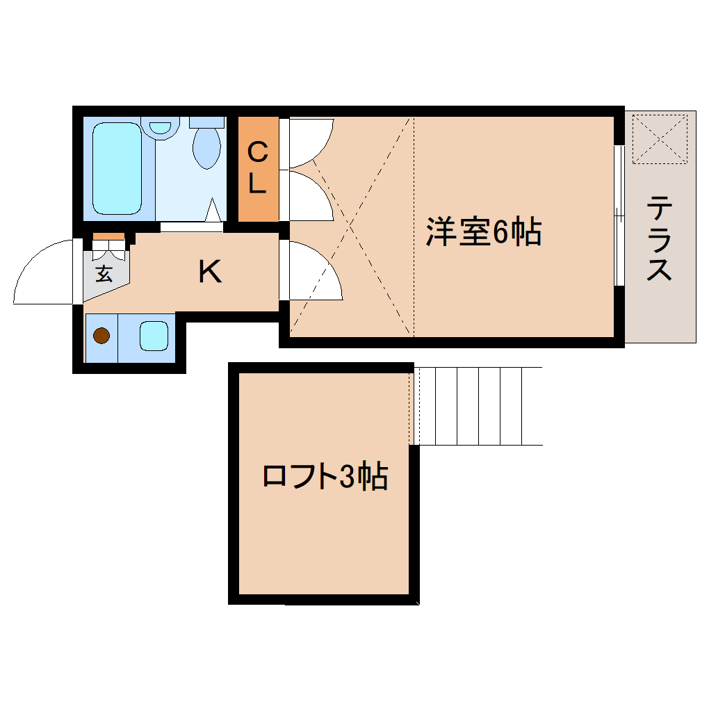 奈良市南半田中町のアパートの間取り