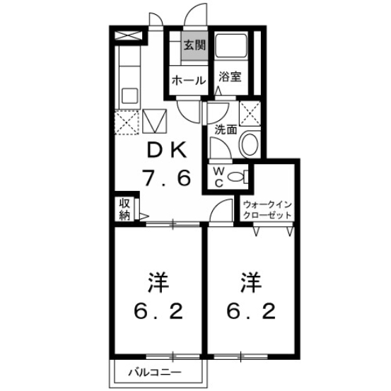 館林市西美園町のアパートの間取り