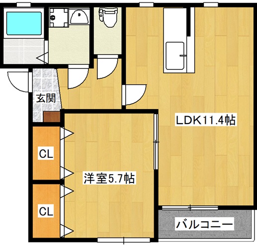 郡山市字深田台のアパートの間取り