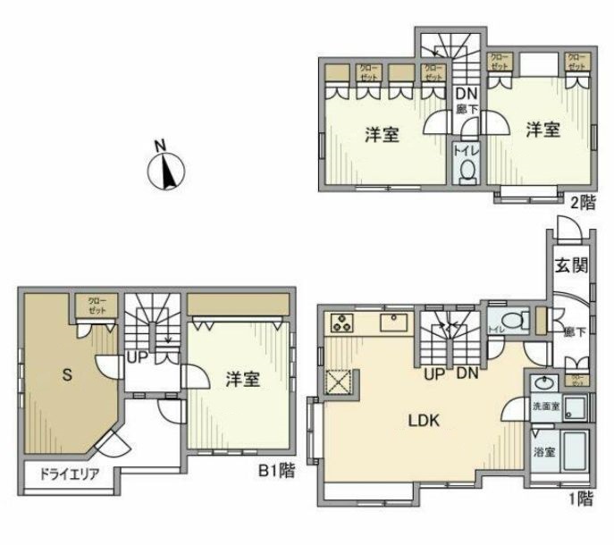 東京都目黒区柿の木坂１（一戸建）の賃貸物件の間取り