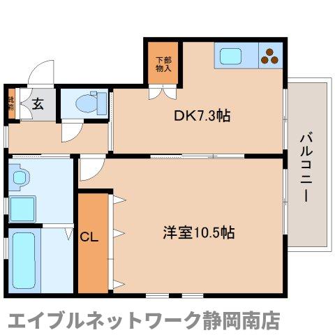 静岡市駿河区小鹿のアパートの間取り