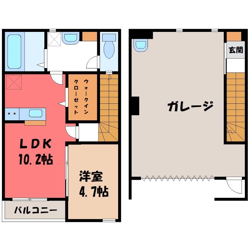 下都賀郡壬生町大字安塚のアパートの間取り