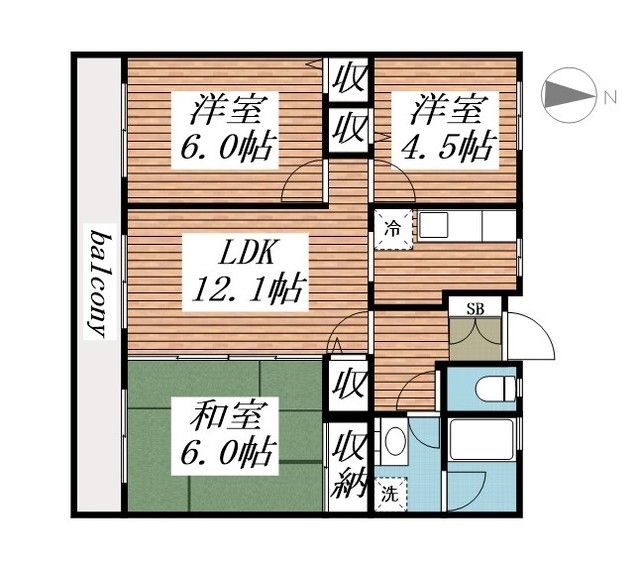 千葉市花見川区さつきが丘のマンションの間取り