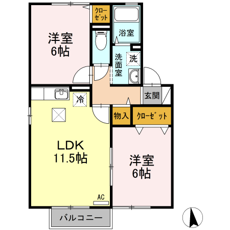 土佐市高岡町のアパートの間取り