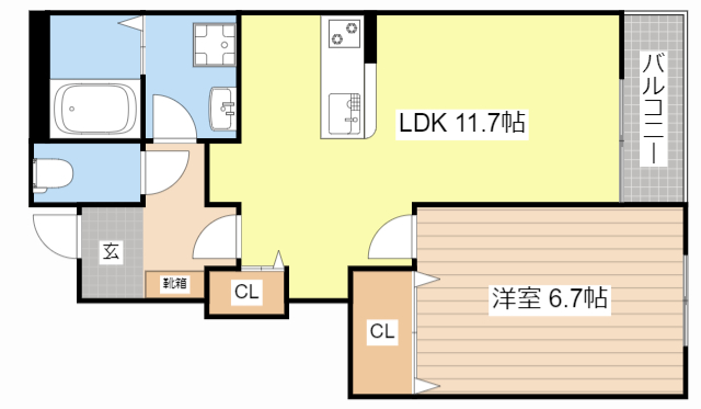 栗東市上砥山のアパートの間取り