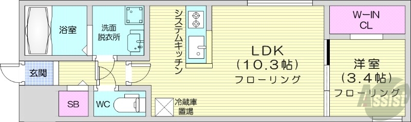 札幌市白石区南郷通のマンションの間取り