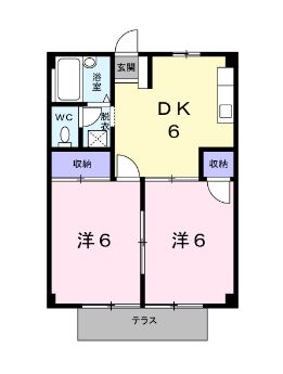 岡山市東区竹原のアパートの間取り