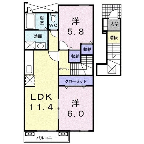 倉敷市玉島乙島のアパートの間取り