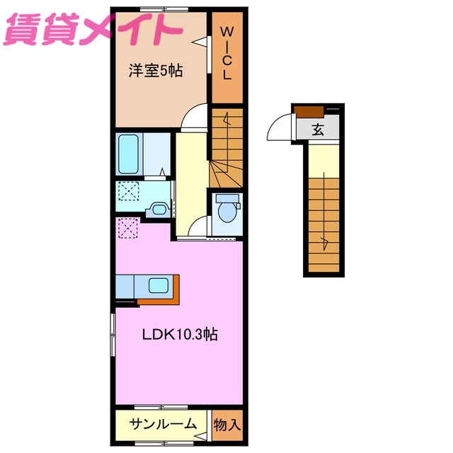 四日市市大字西阿倉川のアパートの間取り