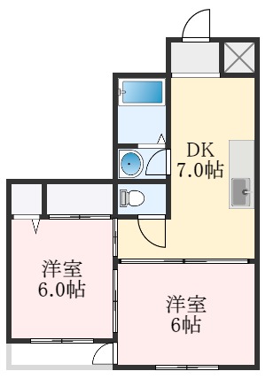 堺市西区浜寺諏訪森町中のマンションの間取り