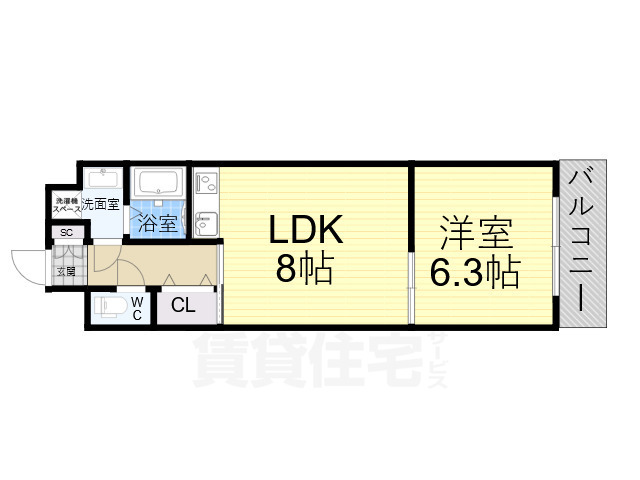 京都市上京区上御霊馬場町のマンションの間取り