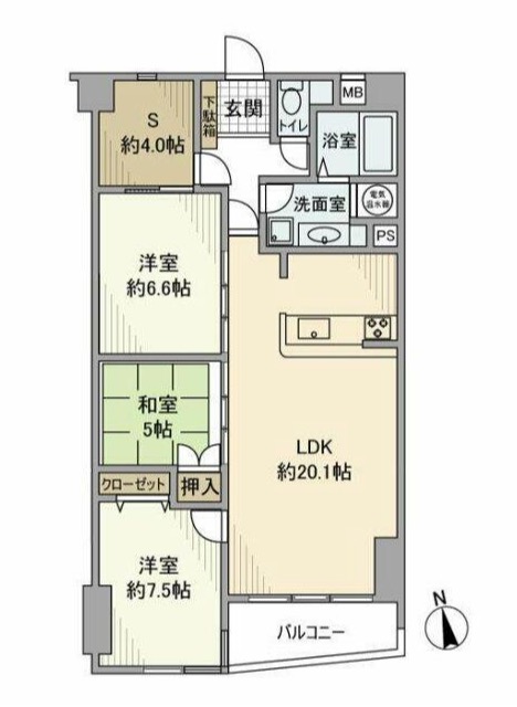 新宿区新宿のマンションの間取り