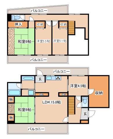 神戸市須磨区須磨浦通のマンションの間取り