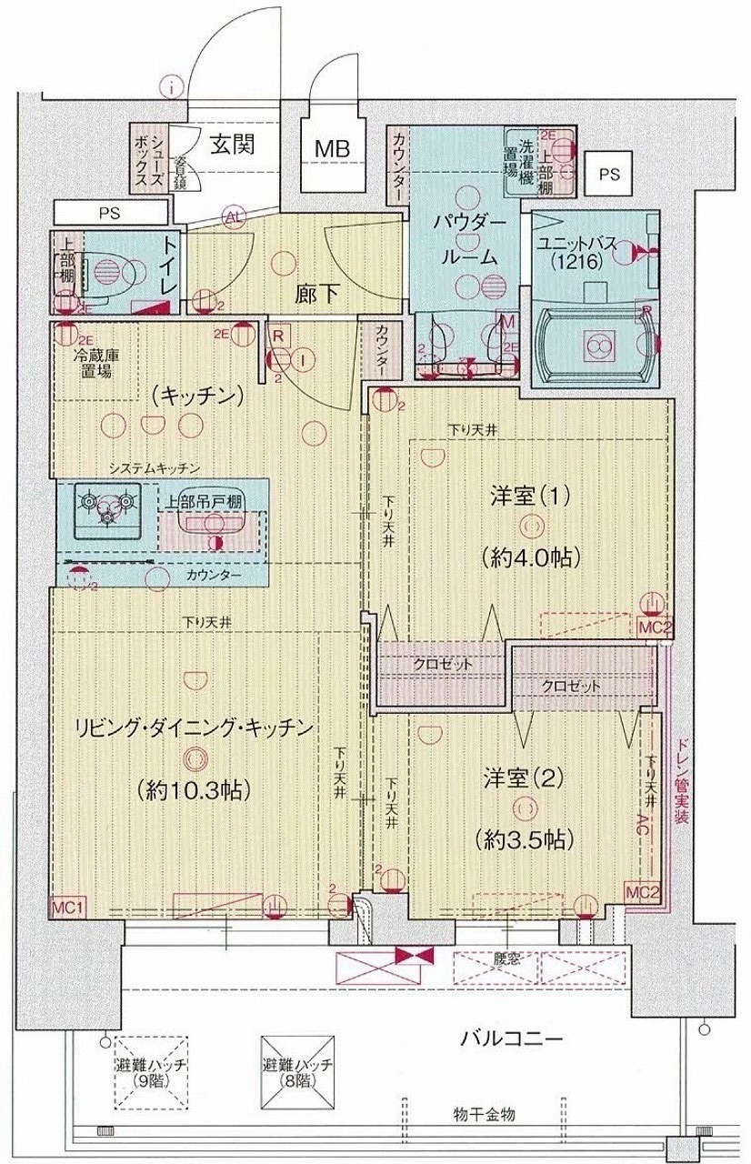 ＪＲ山陽本線 新長田駅 徒歩9分 10階建 築3年の間取り写真