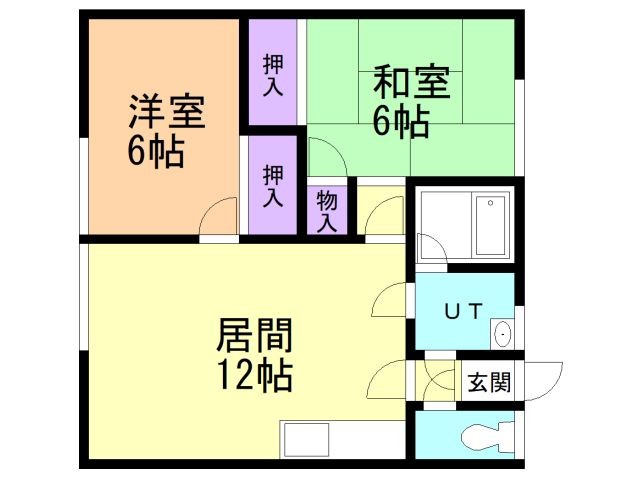 函館市上野町のアパートの間取り