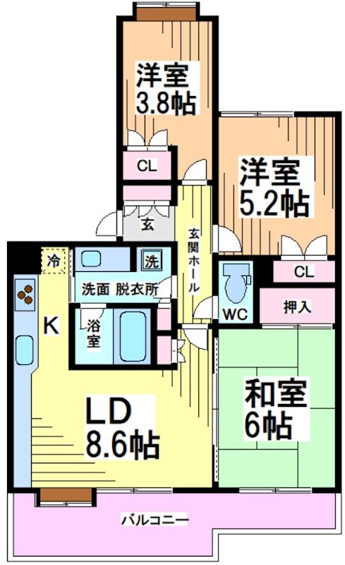 川崎市多摩区登戸のマンションの間取り