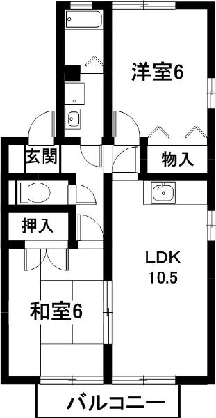 瀬戸市若宮町のアパートの間取り