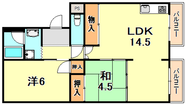 神戸市須磨区白川のマンションの間取り