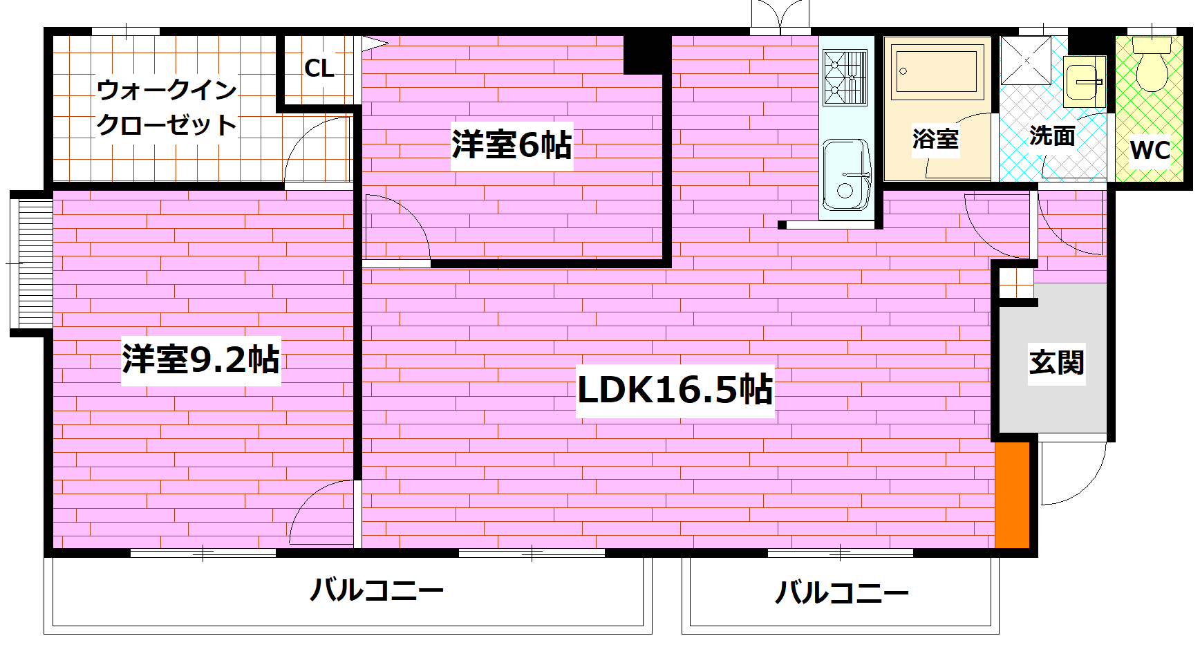 【安芸郡海田町南つくも町のマンションの間取り】