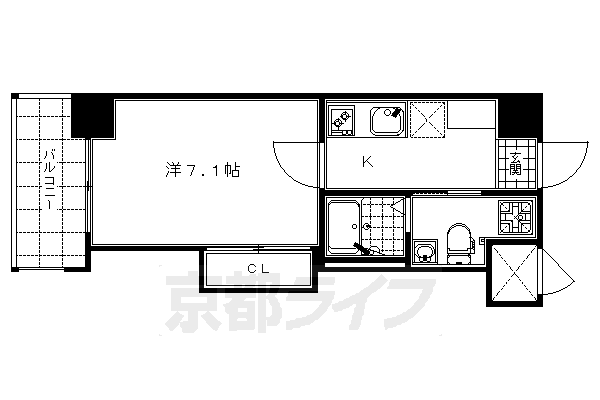 京都市下京区中之町のマンションの間取り