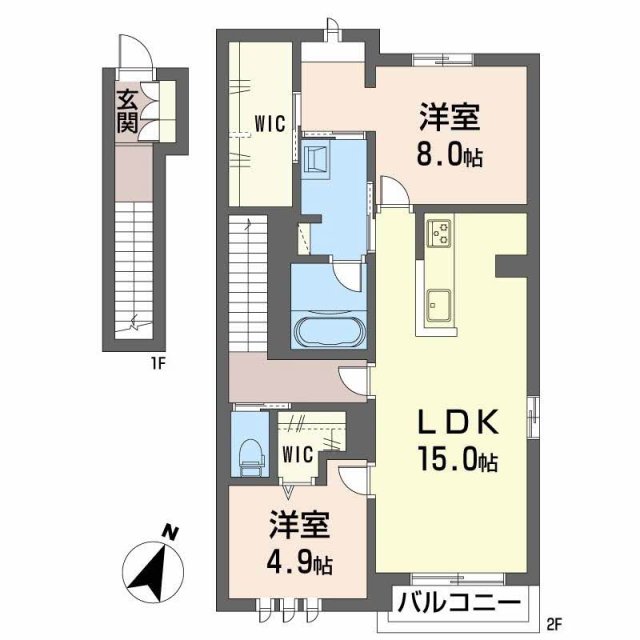 広島市東区戸坂山崎町のアパートの間取り