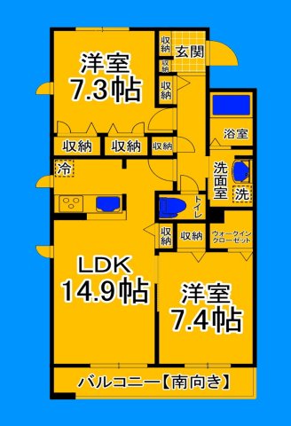 堺市北区百舌鳥陵南町のマンションの間取り