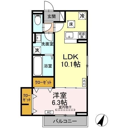 Ｄ－ＲＯＯＭ東平山の間取り