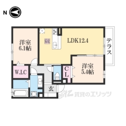 南丹市園部町小山東町のアパートの間取り