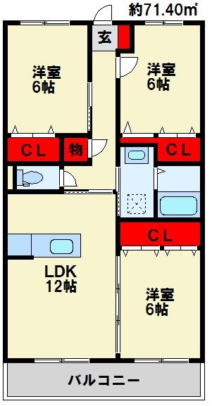 北九州市八幡西区楠橋上方のマンションの間取り