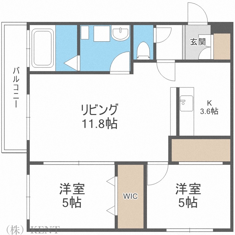 Ｋａｌｍｉａ桑園（カルミア桑園）の間取り