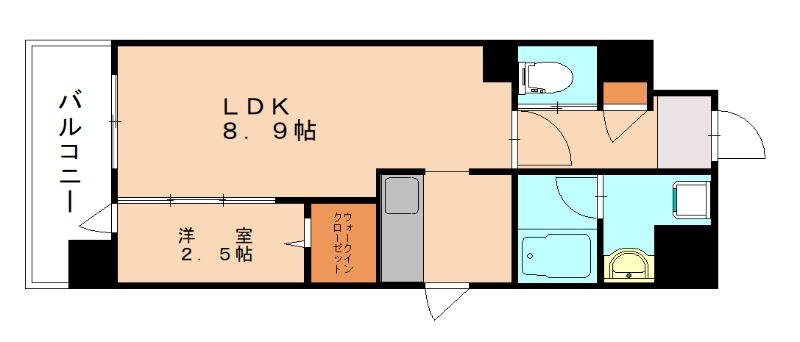 北九州市小倉北区片野のマンションの間取り