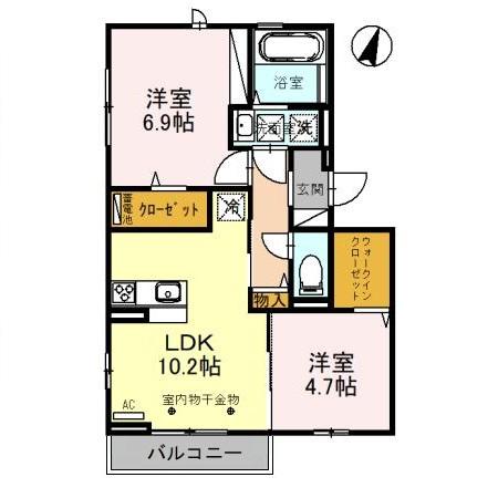 砺波市深江のアパートの間取り