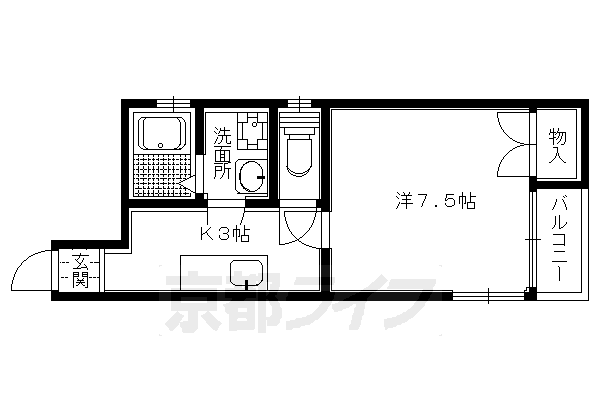 京都市中京区聚楽廻南町のマンションの間取り