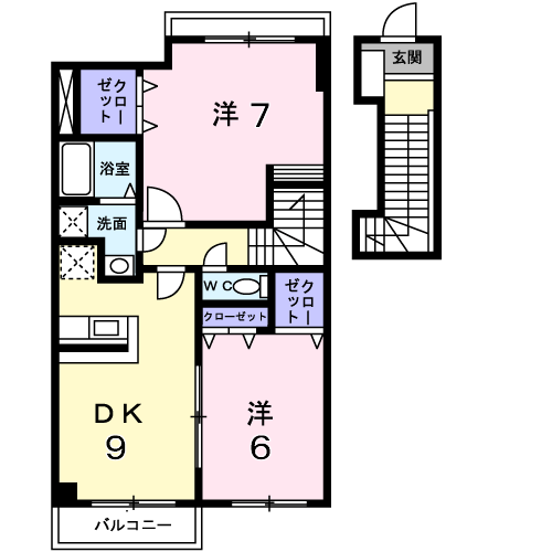 阿南市津乃峰町のアパートの間取り