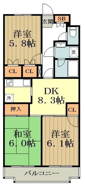 小金井市中町のマンションの間取り