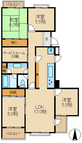 北柏ライフタウン松葉町第二団地　5号棟の間取り