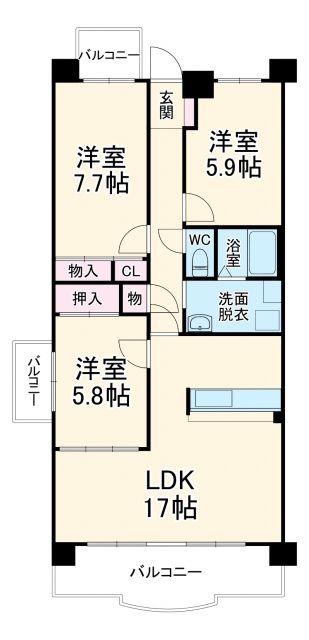 【可児市下切のマンションの間取り】