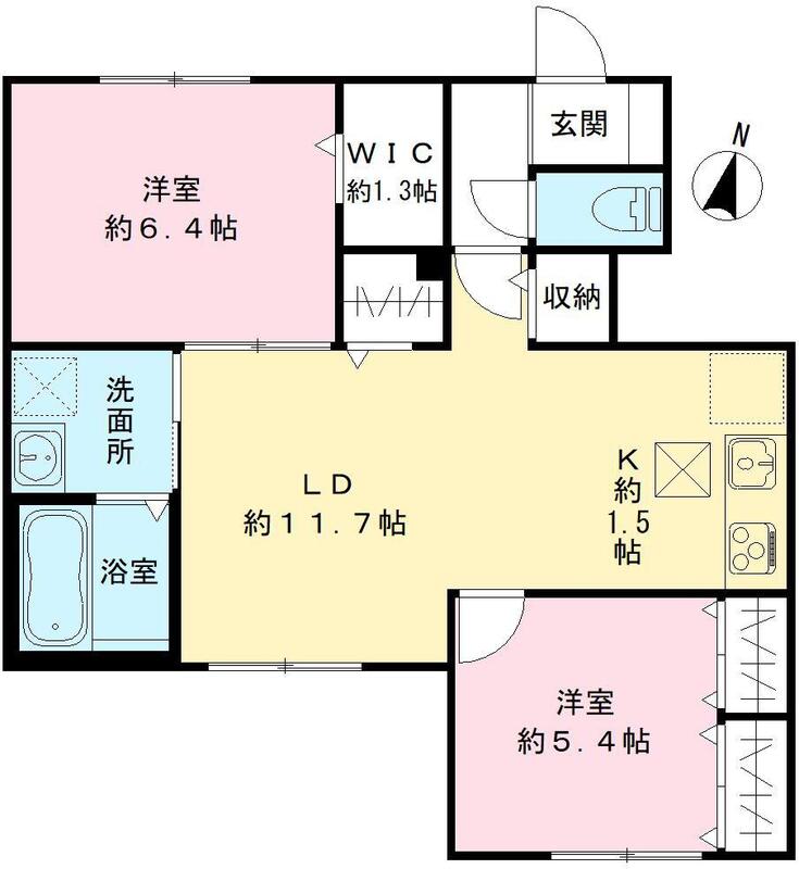 神戸市東灘区岡本のアパートの間取り