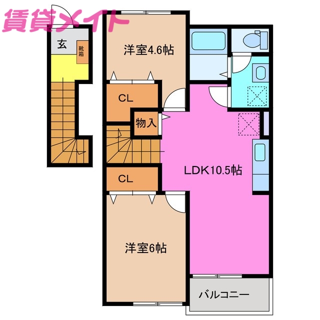 亀山市関町新所のアパートの間取り