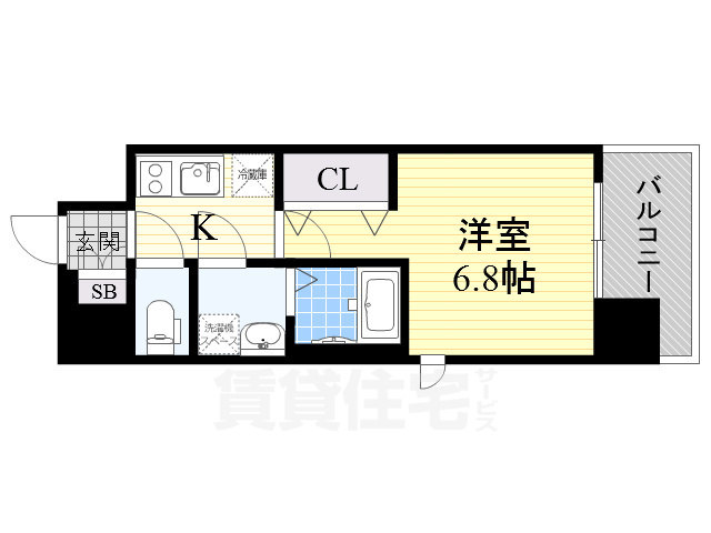 大阪市東成区東小橋のマンションの間取り