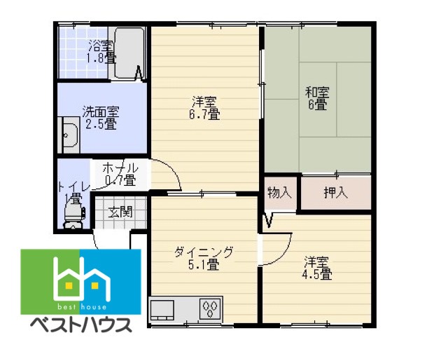 柳川市三橋町蒲船津のアパートの間取り