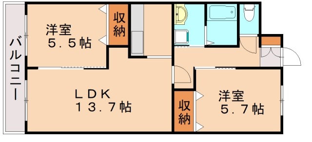 遠賀郡水巻町二西のアパートの間取り